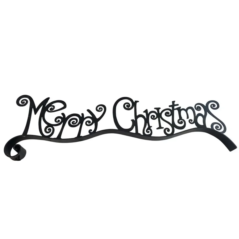 Iron Calligraphy Text Merry Christmas Black Distressed Stand Alone Sign